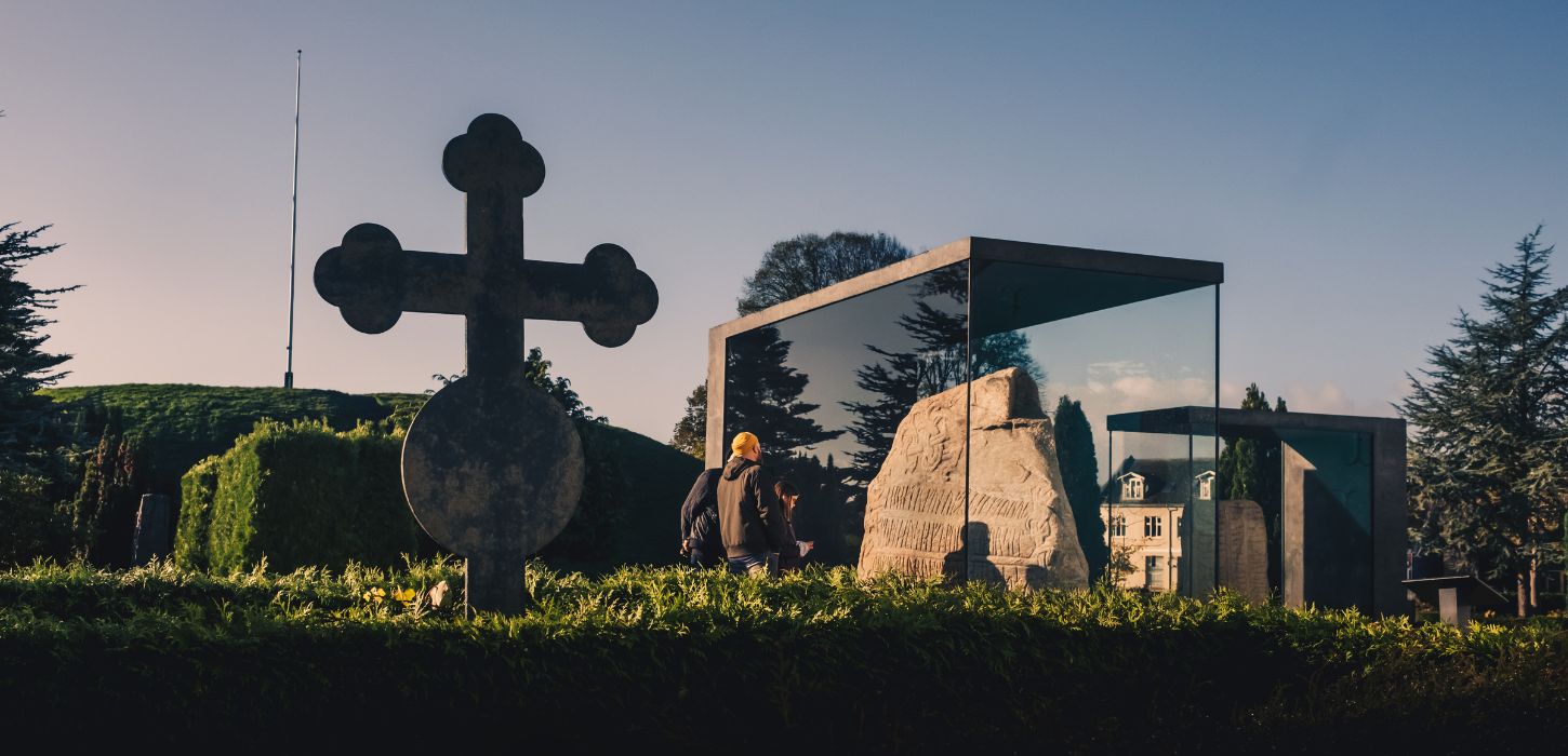 The rune stones at the cemetery in Jelling