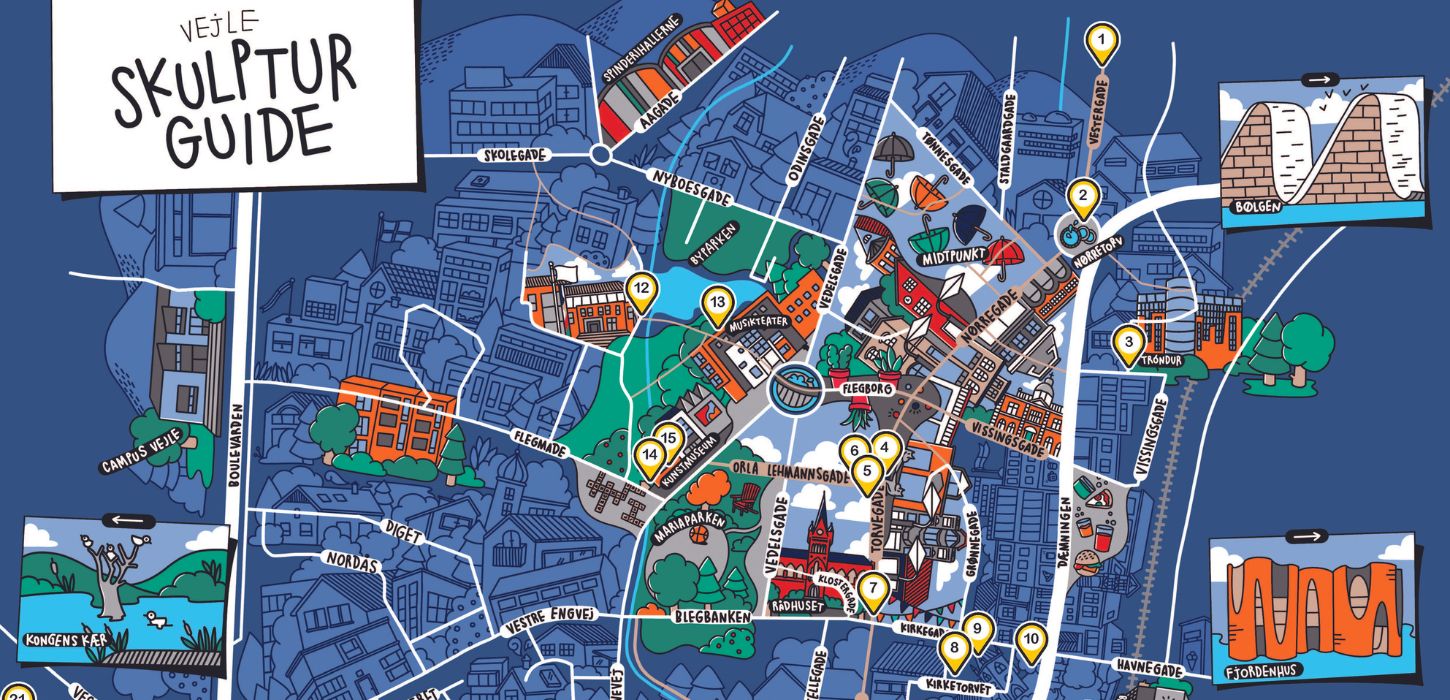 Karte zum Vejle-Skulpturenführer