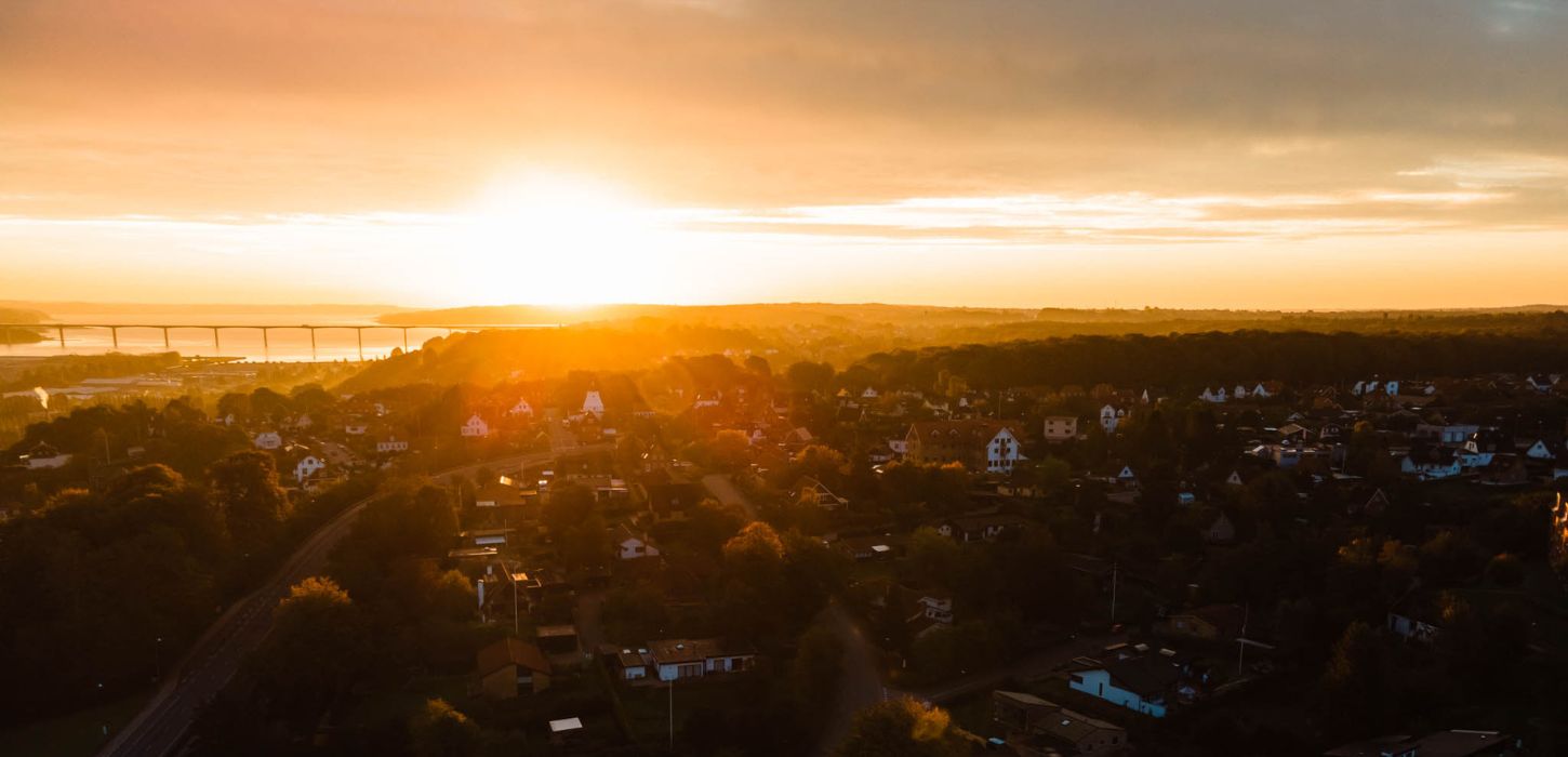 View of Vejle city at sunset