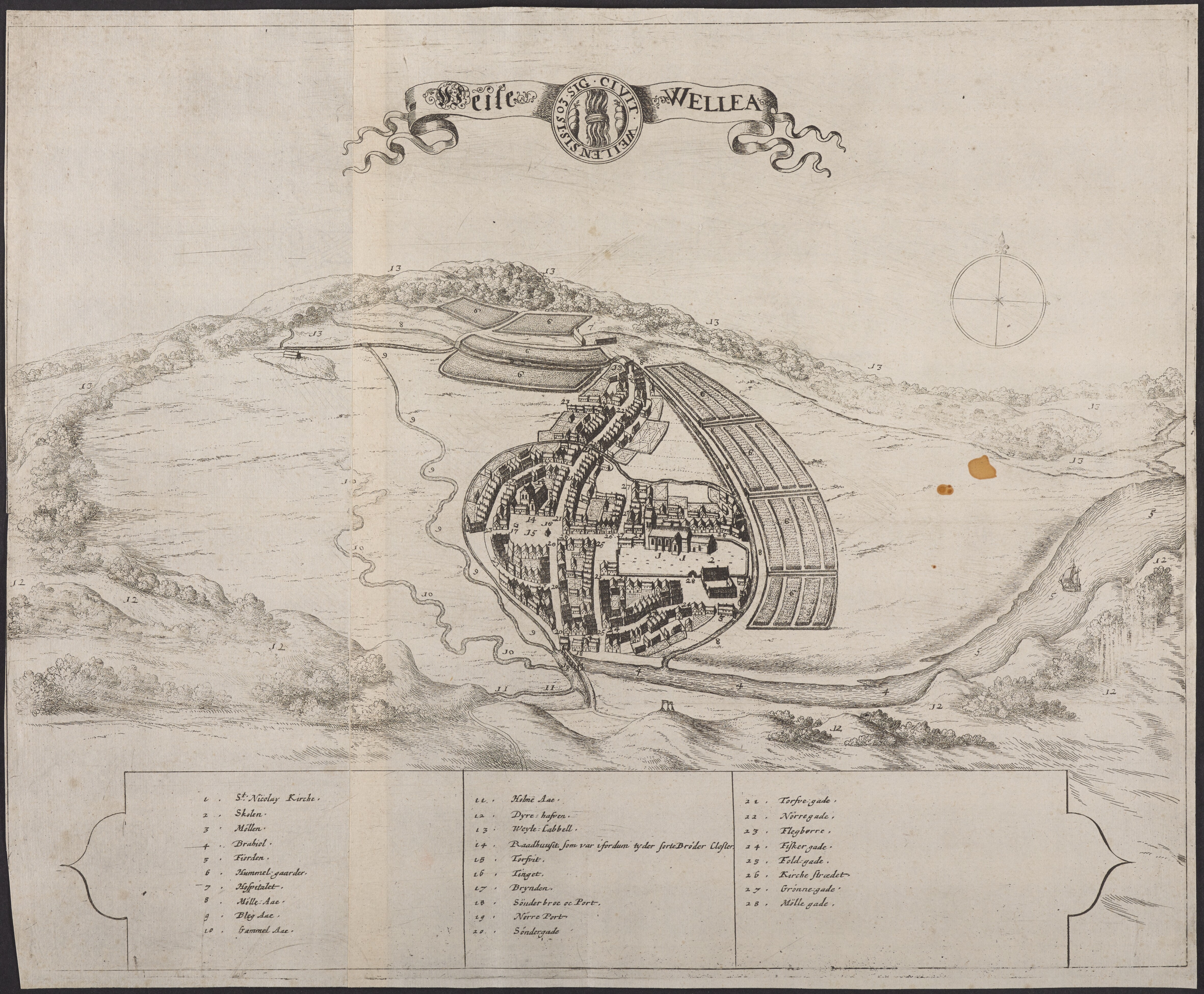 Gammelt kort over Vejle by