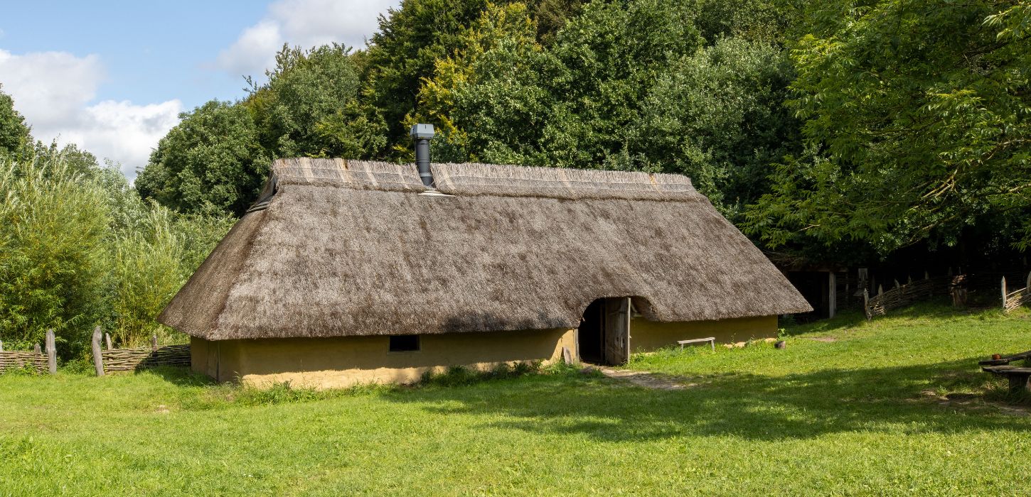 House in Vingsted Iron Age on a summer day