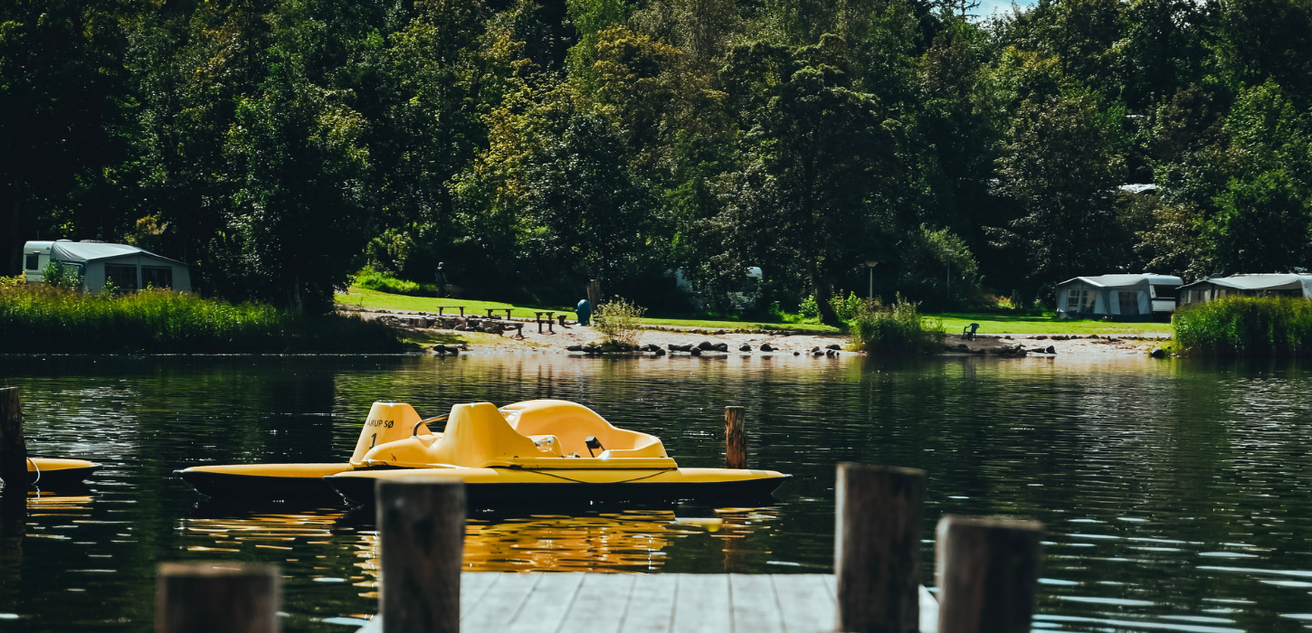 Pedal boat in the water at Fårup Lake