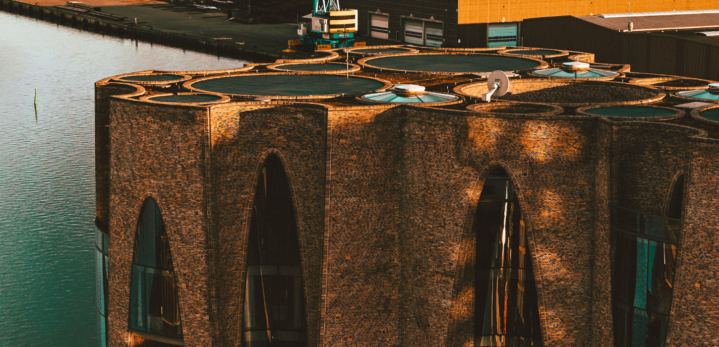Fjordenhus in Vejle by Vejle harbor seen from above